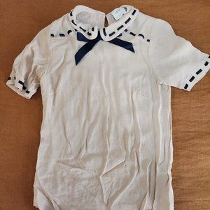 Asos Maternity Top - Cream with Blue bow - Size 2